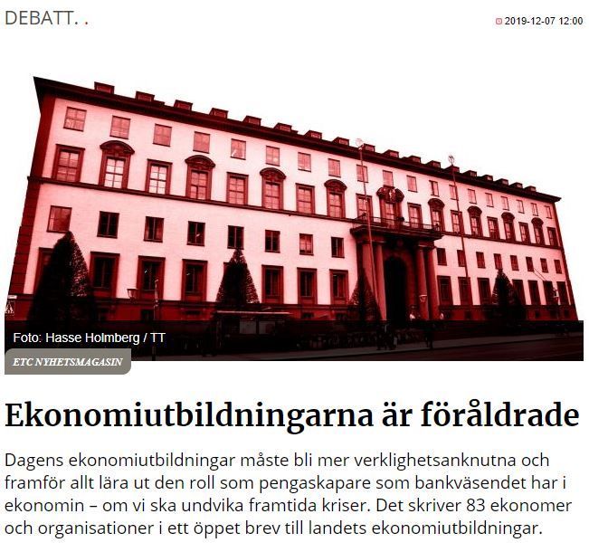 Artikel, avsaknad av mångfald inom Nationalekonomin