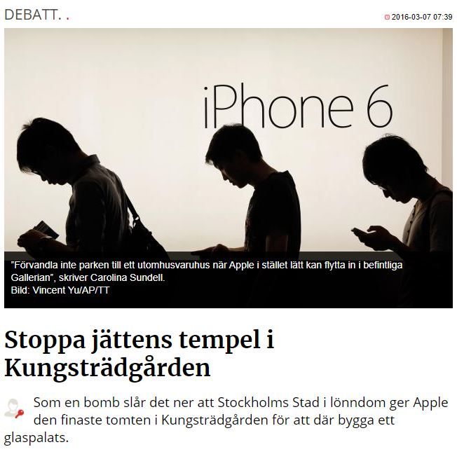 Artikel, Apple-bygget i Kungsträdgården