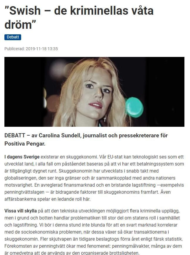 Artikel, Swish och kriminalitet