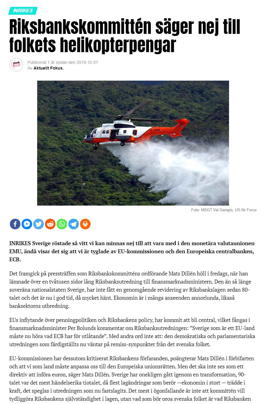 Kommentar, Riksbankskommitténs betänkande