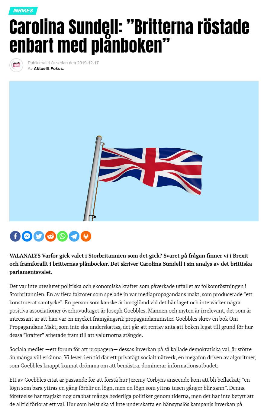 Artikel, Brittiska valet