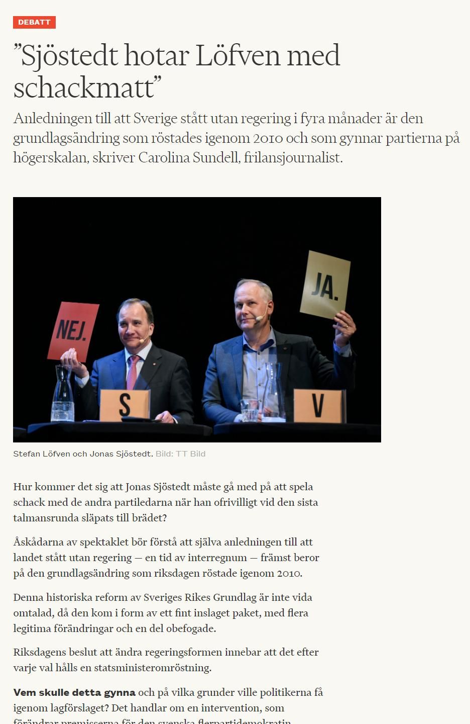 Politisk reflektion, valet 2018