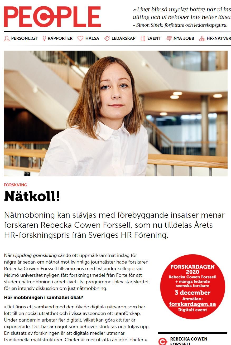 Intervju med forskaren Rebecka Cowen Forssell