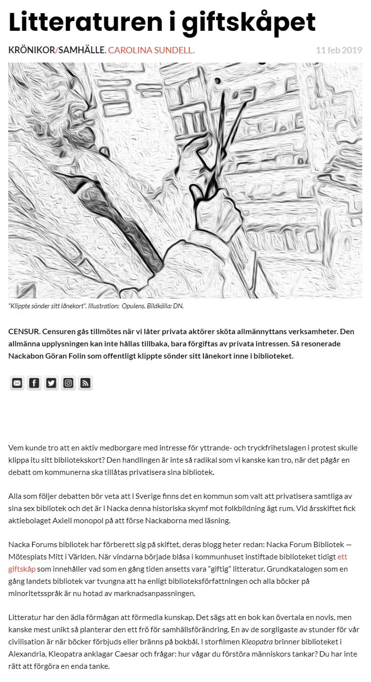 Kommentar, privatiseringen av biblioteken