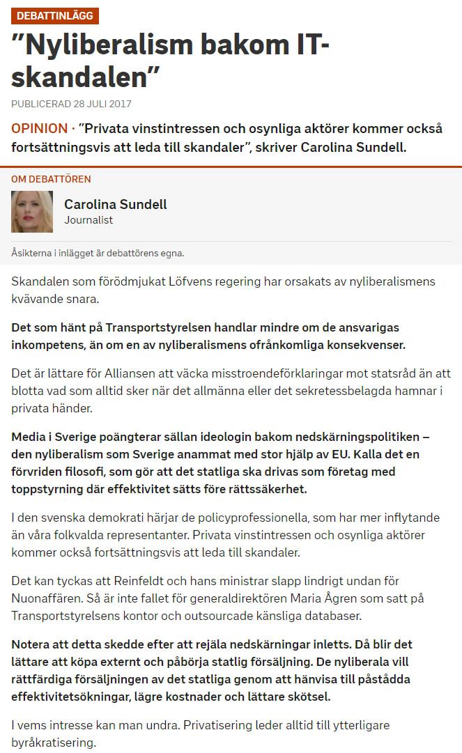 Kommentar, Transportstyrelse-skandalen
